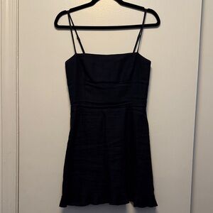 Reformation Navy Linen Mini Dress